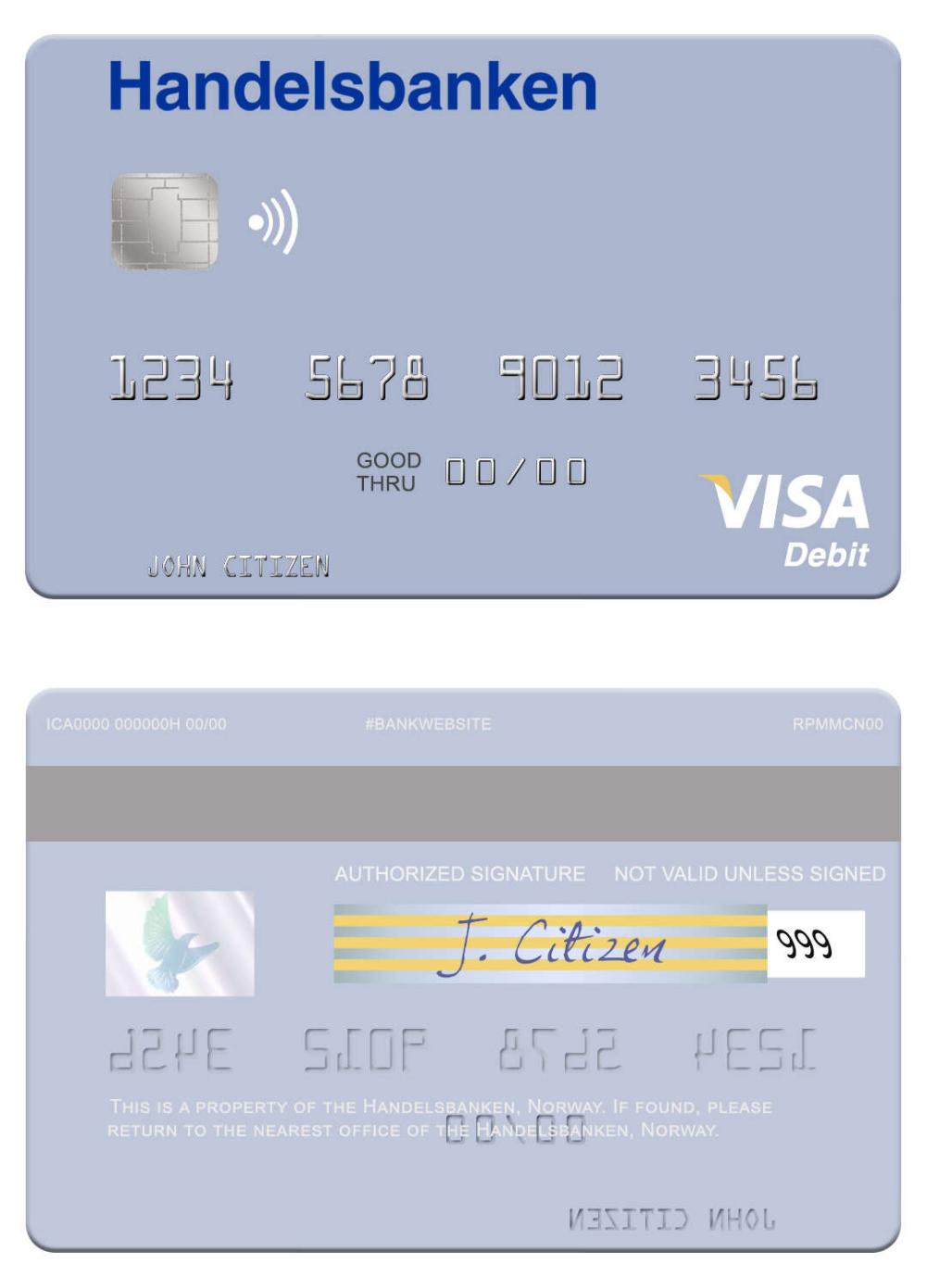 Norway Handelsbanken visa debit card